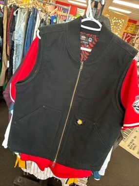 Dickies x Spitfire Black Duck Canvas Vest Skateboard Quilted Lined Size SM Used